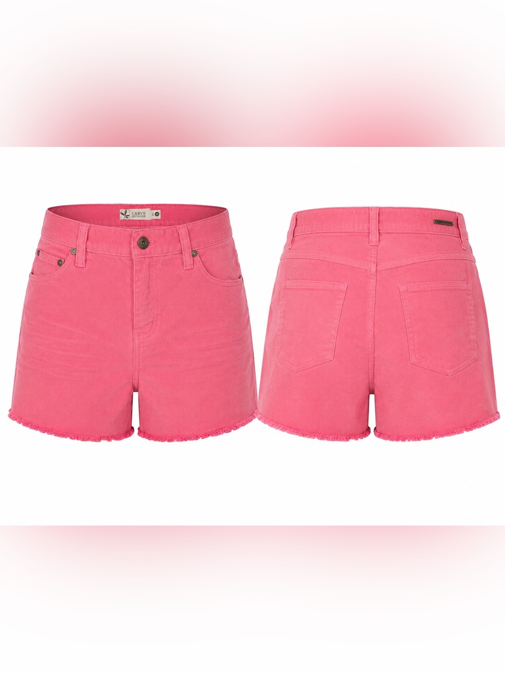 Carve Designs Oahu Corduroy Raw Hem Shorts Pink Size 12